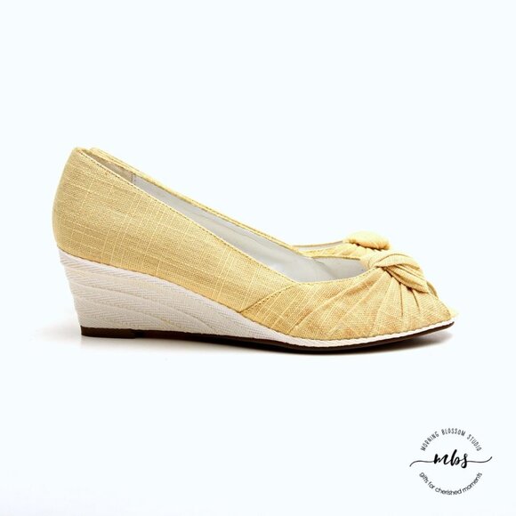 Etienne Aigner Shoes - NWT Etienne Aigner Textile Diplomat Wedges‎ Yellow